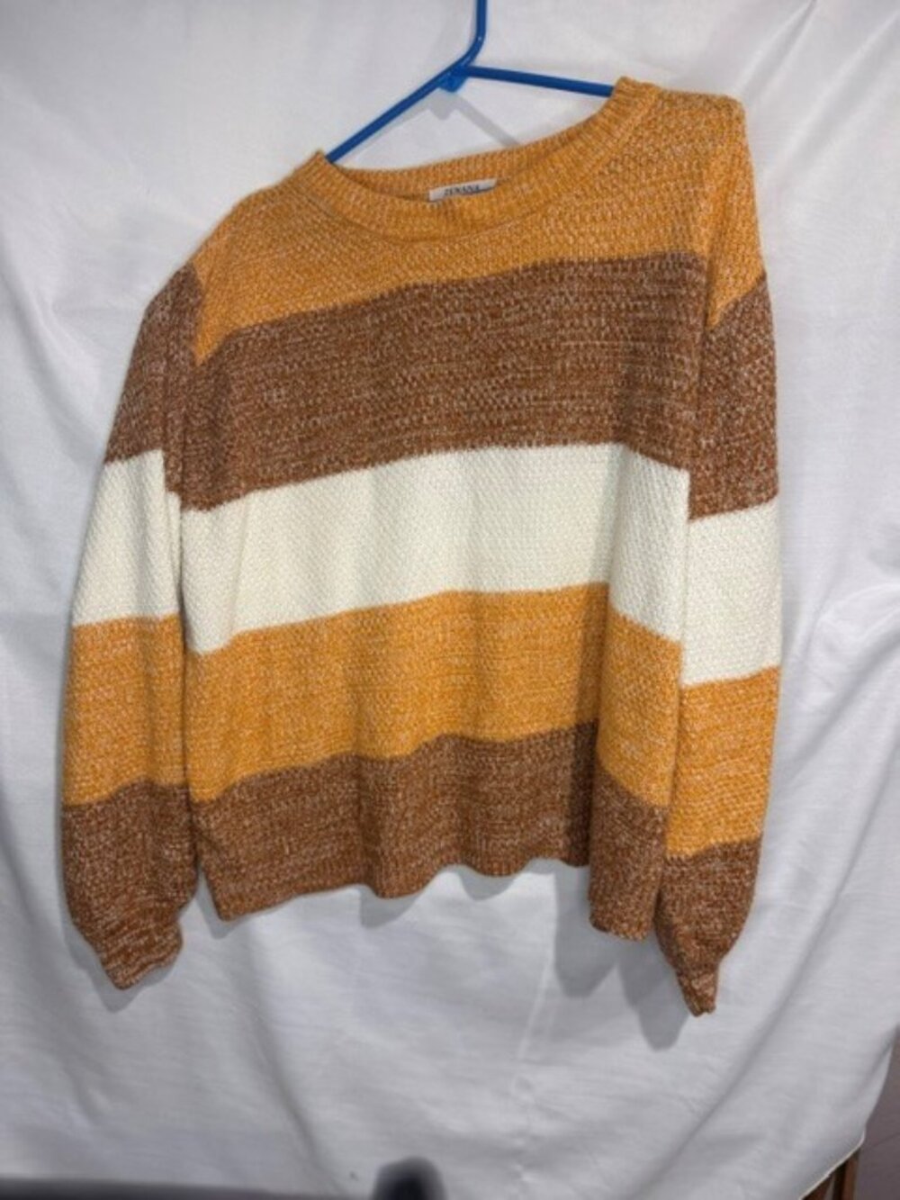 Zenana Stripped Yellow & Cream Sweater